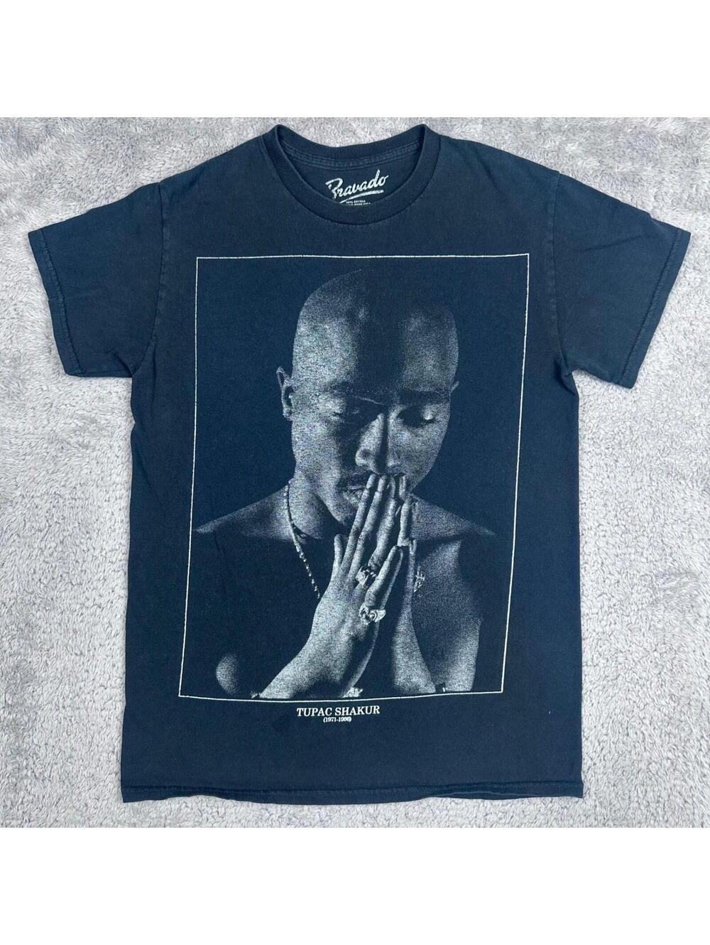 Bravado Tupac Shakur T-Shirt Mens Small Black Graphic Rap Tee Hip Hop Streetwear